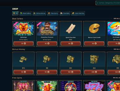 MonsterWin Casino bonus shop screenshot