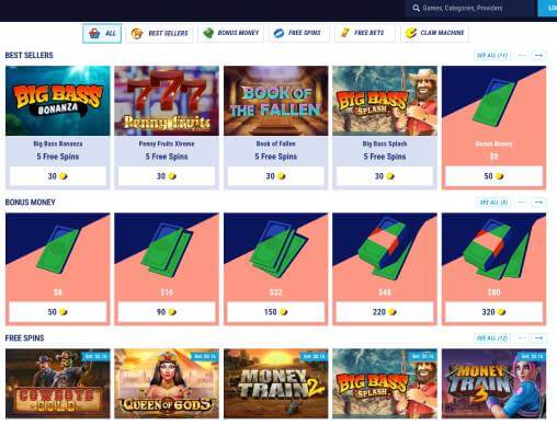 Tikitaka Casino bonus shop screenshot