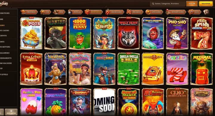 Lizaro Casino bonus but games screenshot