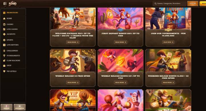 Lizaro Casino promotions screenshot