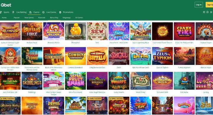 Qbet casino bonus buy slots screenshot
