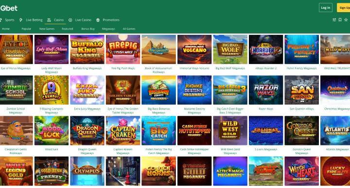 Qbet casino megaway slots screenshot