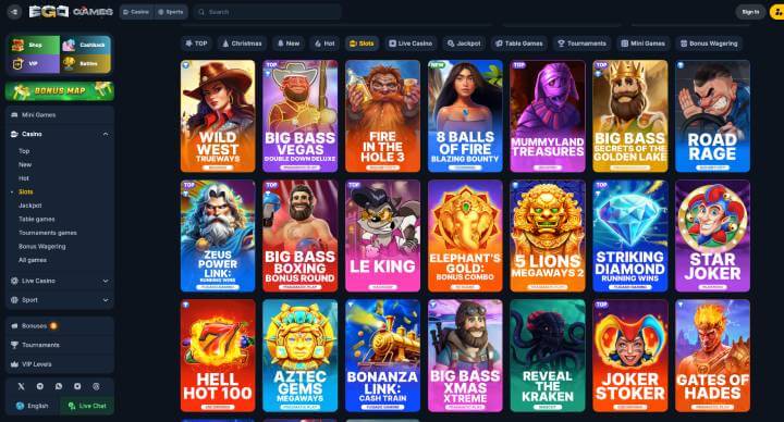 EgoGames Casino online slots screenshot